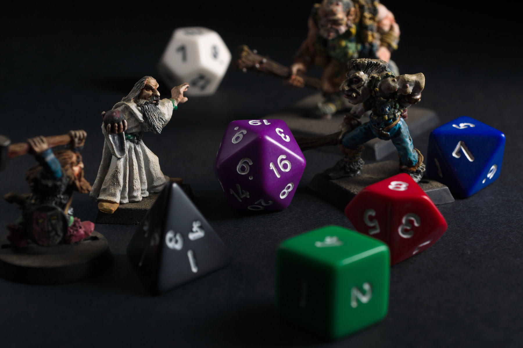 Game pieces and dice.