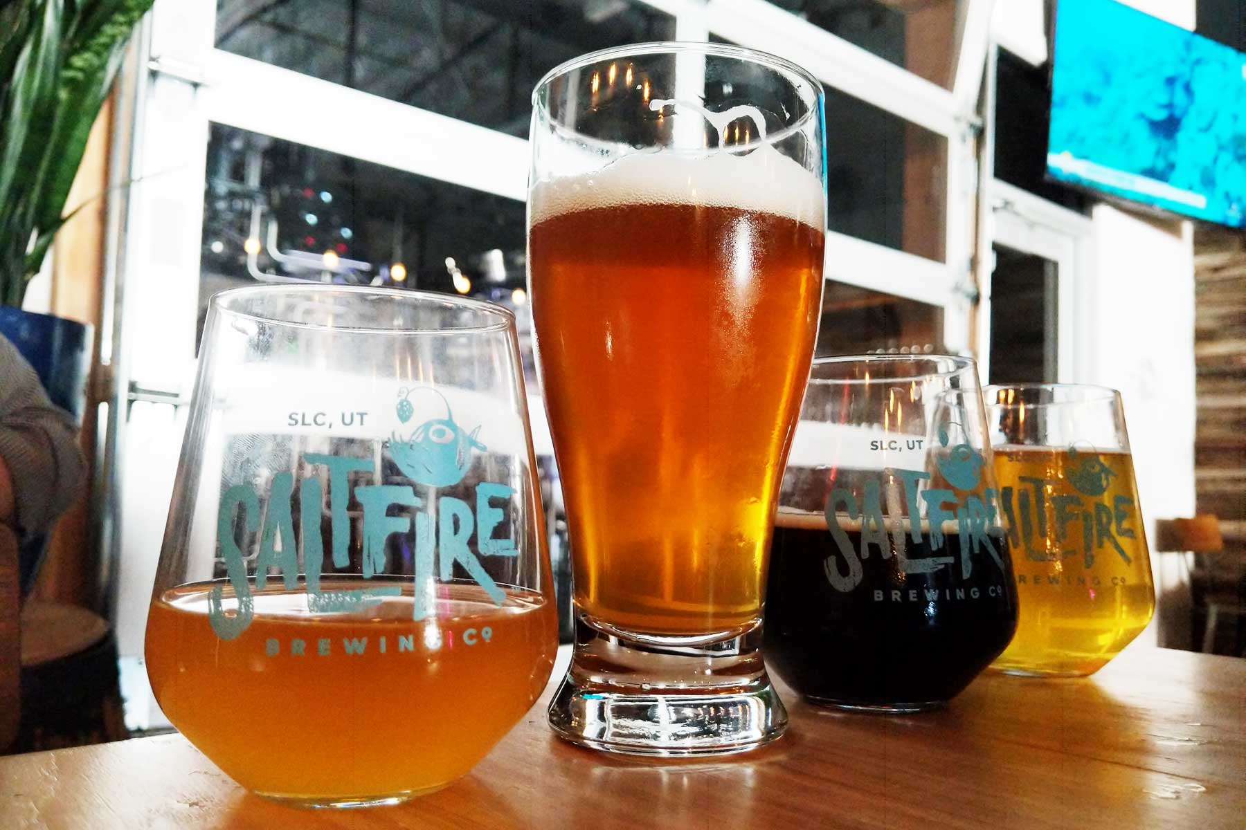 A variety of beers from Saltfire Brewing Company.
